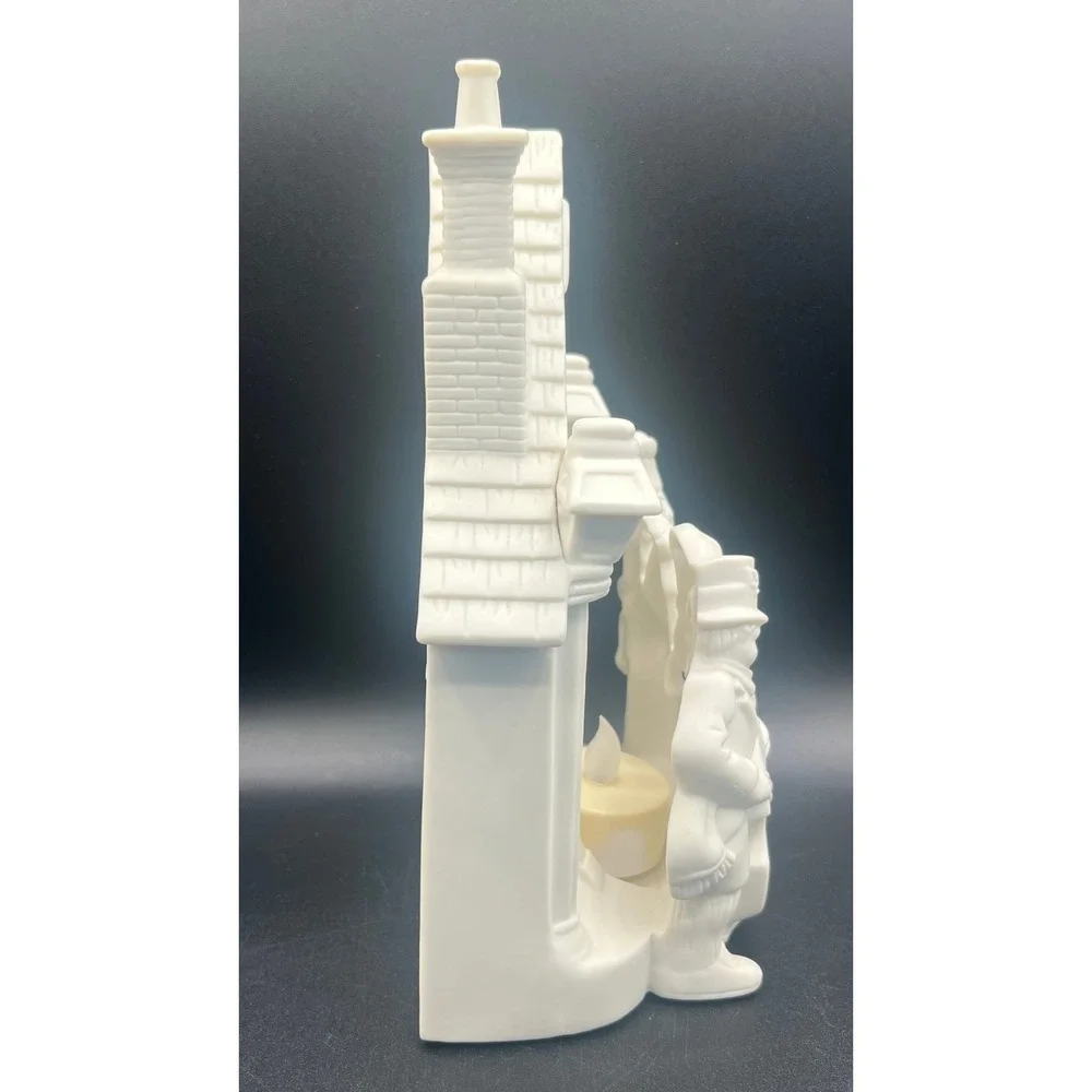Partylite White Bisque Porcelain Victorian Carolers Christmas Candle Holder Vtg
